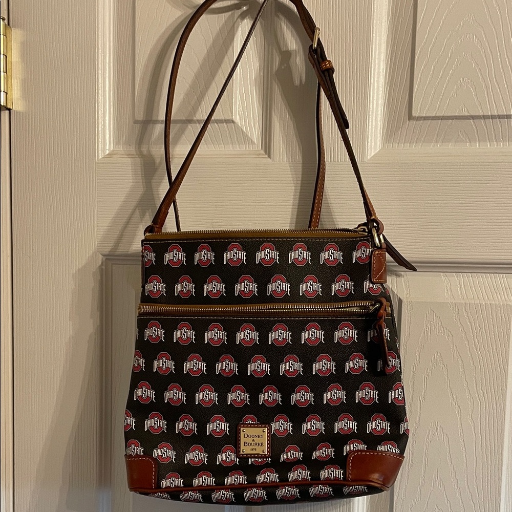 Dooney & Bourke Black and Brown Ohio State Messenger Bag